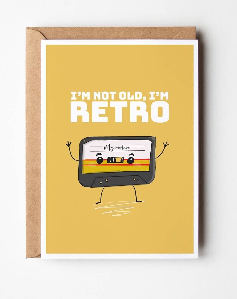 Carte d'anniversaire de cassette des années 80, SKU005