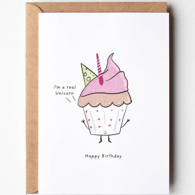 Tarjeta de felicitación de cumpleaños con cupcake de cumpleaños, SKU021