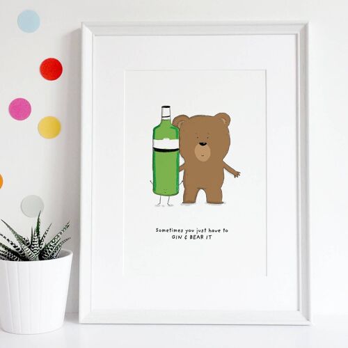 Gin Art Print - Gin and Bear it , SKU050