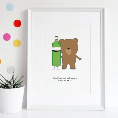 Gin Art Print - Gin and Bear it, SKU050