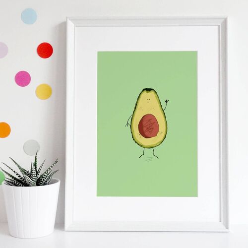 Green Avocado Wall Art Print , SKU057