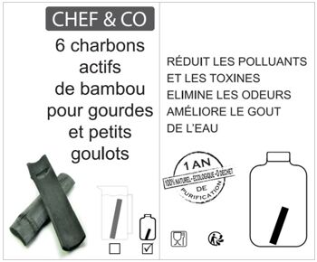 Charbon actif de bambou - 6 bâtons "S" - 5,2 x 1,5 cm - 1 an de filtration 3