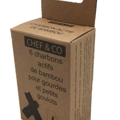 Charbon actif de bambou - 6 bâtons "S" - 5,2 x 1,5 cm - 1 an de filtration