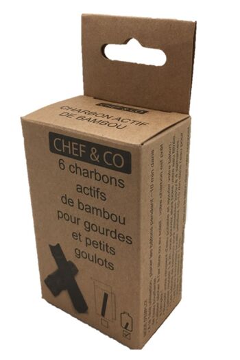 Charbon actif de bambou - 6 bâtons "S" - 5,2 x 1,5 cm - 1 an de filtration 1
