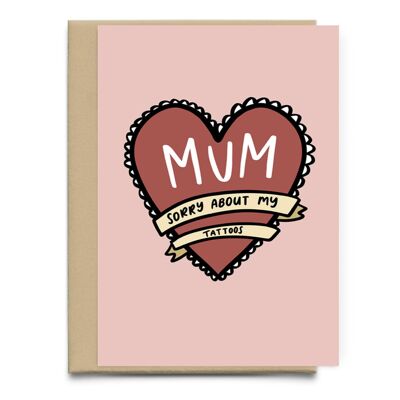 Mamá triste por mis tatuajes tarjeta divertida del día de madre | Tarjeta para mamá | Tarjeta de cumpleaños de mamá descarada
