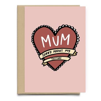 Maman désolé au sujet de mes tatouages carte drôle de fête des mères | Carte pour maman | Carte d'anniversaire de maman effrontée 1
