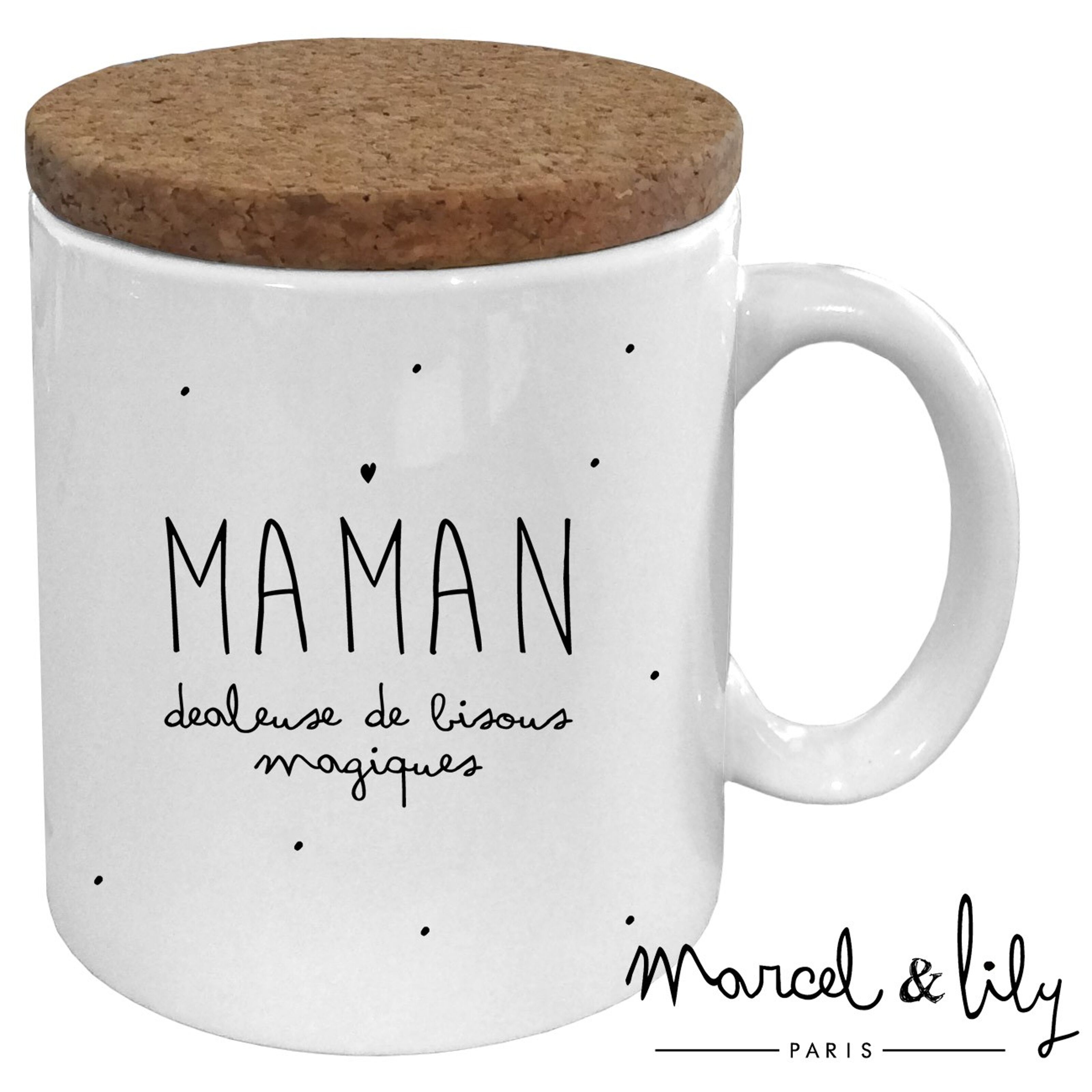 Mug message maman papa ceramique or assortiment de 2 - J-Line