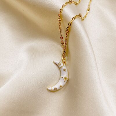 Collar Lucine ☽ colgante luna oro blanco