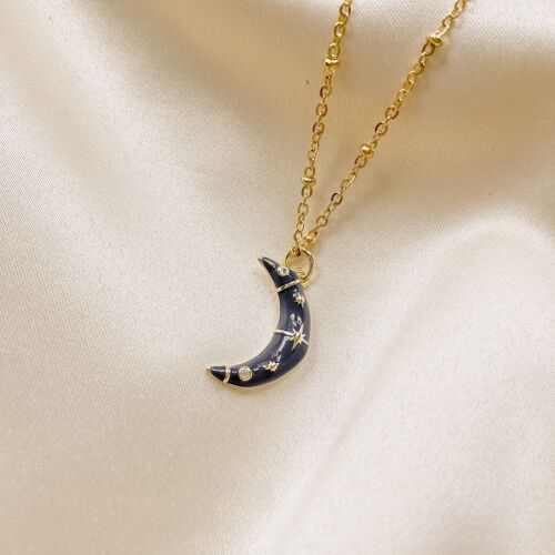 Lucine necklace ☽ moon pendant black gold