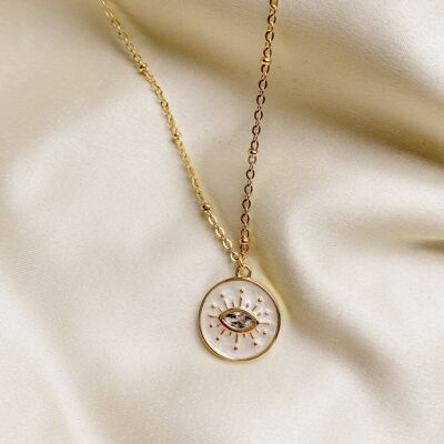 Collier Ain ✩ pendentif oeil or blanc