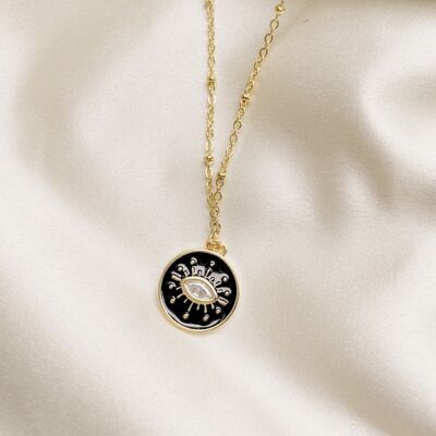 Collier Ain ✩ pendentif oeil or noir