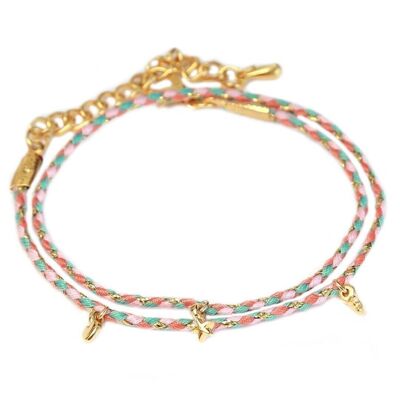 Wrap bracelet pastel gold moon star heart