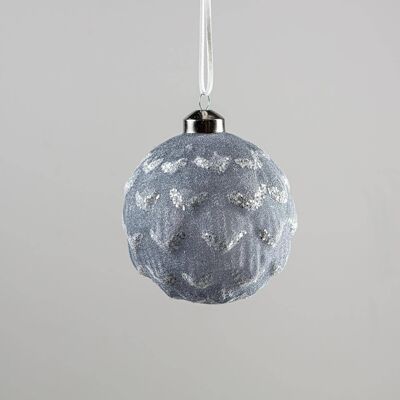 Boule Paillettes Pomme de Pin Gris Clair