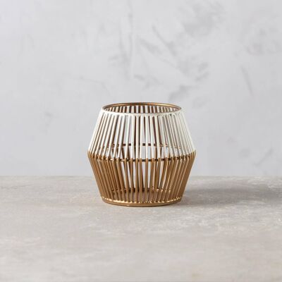 Gold And White Tealight Holder