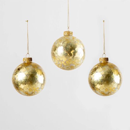Gold Sequin Bauble Set Of 3