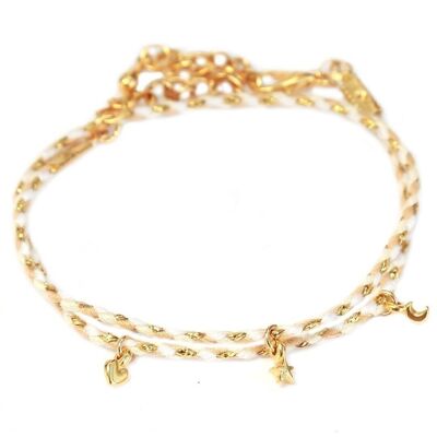Wrap bracelet white gold moon star heart
