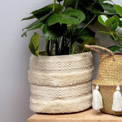 White Tassel Laundry Basket