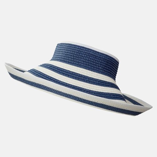 Packable Visor with Bow - Navy Stripe
