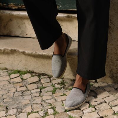 Espadrilles R. Coton Chiné Noir Homme