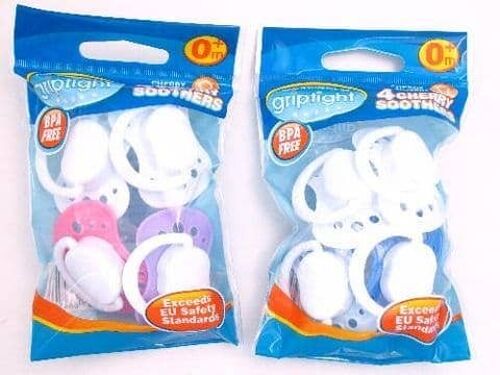 Griptight - 4 Safety Cherry Soothers 0-6M