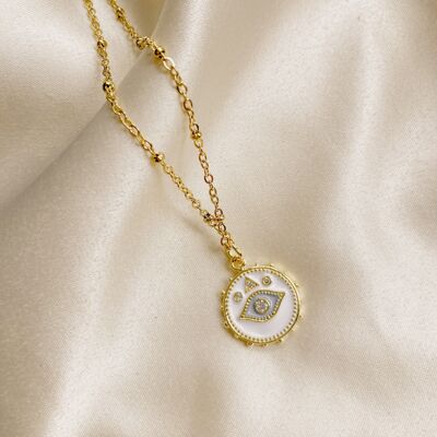 Collier Deevena ✩ pendentif oeil or blanc