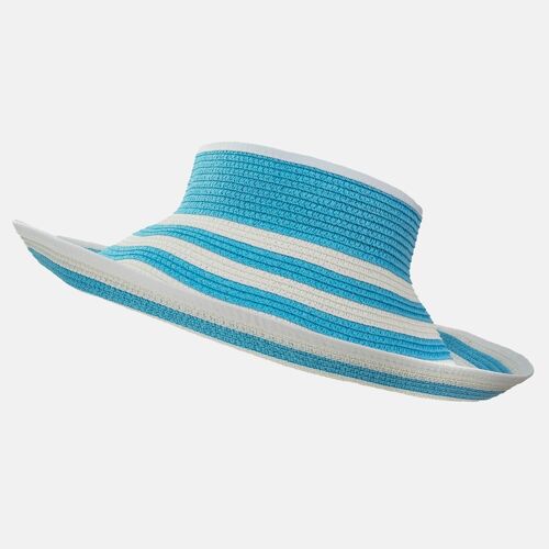 Packable Visor with Bow - Turquoise Stripe