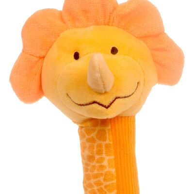 Triceratops Squeakaboo - baby's first toy - rattle squeaker and crinkle toy