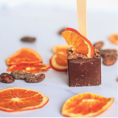 Cuchara para derretir chocolate negro y naranja {75%} | Orgánico