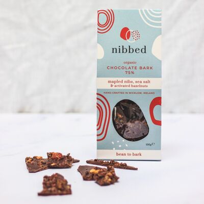 Dark chocolate bark | mapled nibs, sea salt & activated hazelnuts | Organic