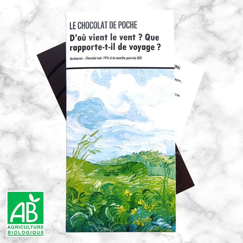 Tableta de chocolate negro 74% menta orgánica - ¿De dónde viene el viento? ¿Qué trae de su viaje?