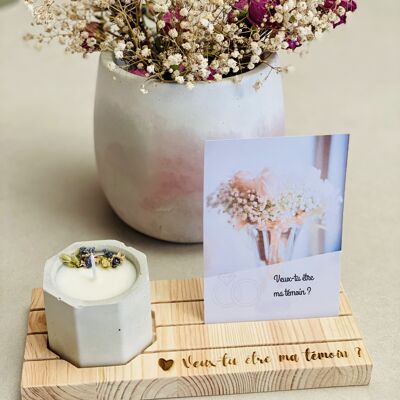 Photo holder "Do you want to be my witness" & Floral soy candle