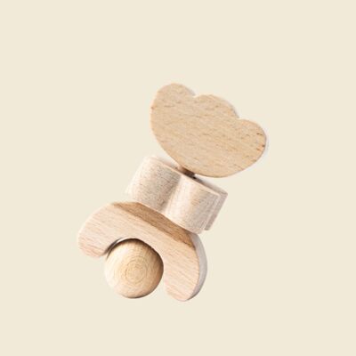 Sonajero de madera natural - Flor - Bloem