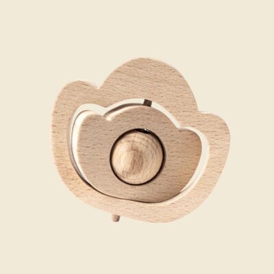 Natural wooden rattle - Flower - Poppy