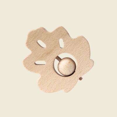 Natural wooden rattle - Leaf - Maple