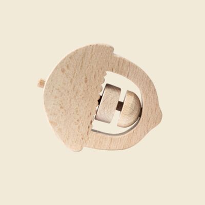 Natural wooden rattle - Hazelnut - Nut