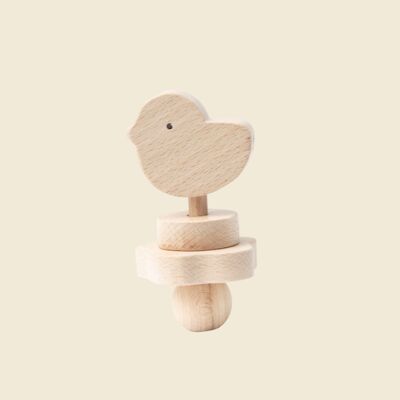 Natural wooden rattle - Bird - KLAPKLAP Bird