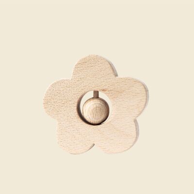 Natural wooden rattle - Flower - Daisy