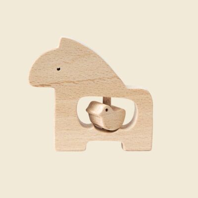 Sonaglio in legno naturale - Uccello Cavallo - Uccello Dada