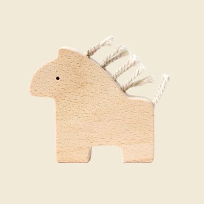 Hochet en bois naturel - Cheval - DADA