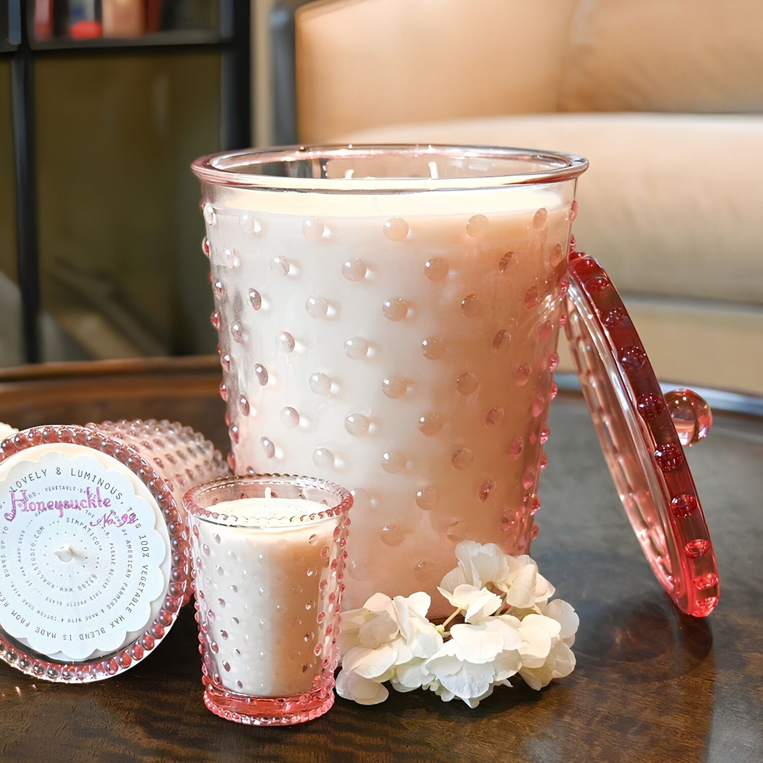 Simpatico Grande Honeysuckle #92 Hobnail Candle 50oz