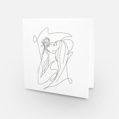 Self Care Card / Simple Line Illustration / Self Love Card - Mädchen und die Rose