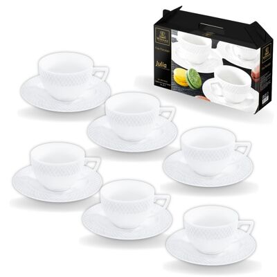 Juego de 6 tazas y platillos para capuchino en caja de regalo WL‑880106/6C