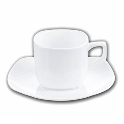 Juego de 2 tazas de café y plato en caja de color WL‑993041/2C