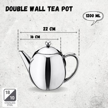 DOUBLE WALL TEA POT 1200ML WL-551101/1C 3