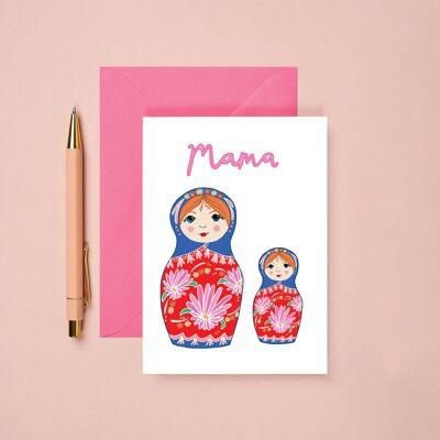 tarjeta de mamá | Tarjeta del día de la madre | Muñecas rusas