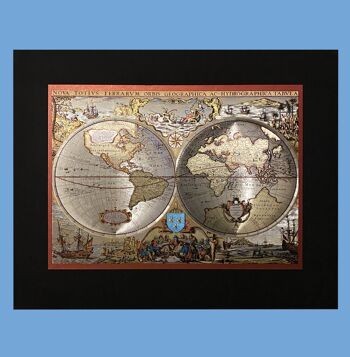 Carte du vieux monde | RED | Art métallique | Effet de lumière 3D 1