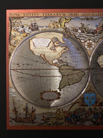 Carte du vieux monde | RED | Art métallique | Effet de lumière 3D 5