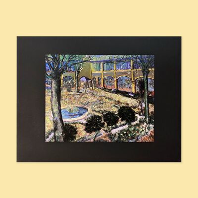 Hospital Garden by Van Gogh Metallic Art | 3D Light Effect