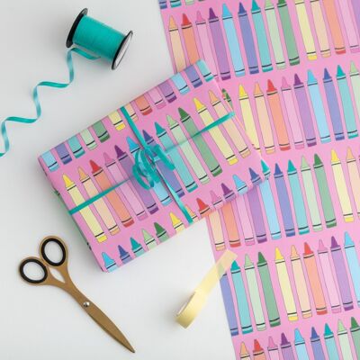 Emballage cadeau crayon | Papier d'emballage | Emballage cadeau pour fête prénatale