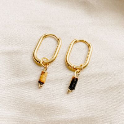 Pendientes viola ♡ piedra natural auburn gold